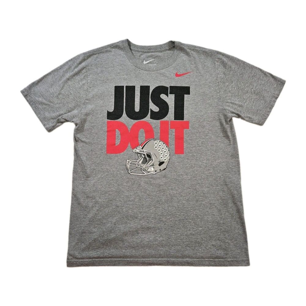Mens Nike DriFit Ohio State Buckeyes Short Sleeve T Shirt Gray Just Do It